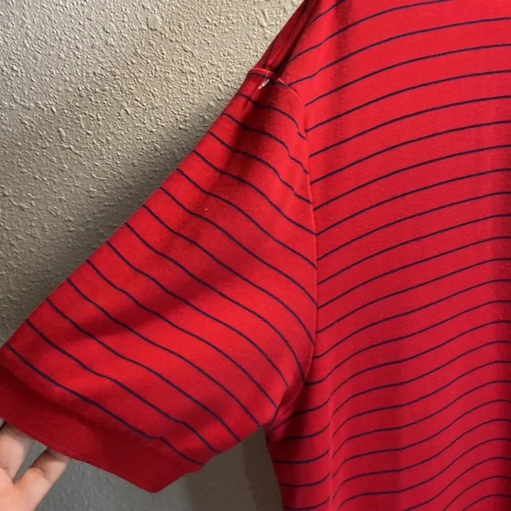 Polo by Ralph Lauren Men Red and Blue Striped Polo Shirt Size XL